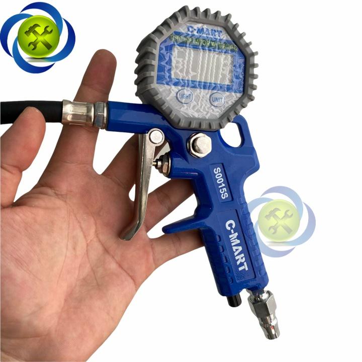 Dụng cụ bơm hơi có đồng hồ điện tử C-Mart S0015S