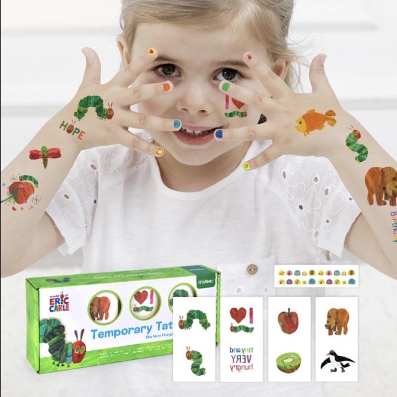 Hình Xăm Tạm Thời và Hình Dán Móng tay An Toàn Cho Trẻ Temporary Tattoos Mideer Chú Sâu Háu Ăn cho bé 3 4 5 6 Tuổi