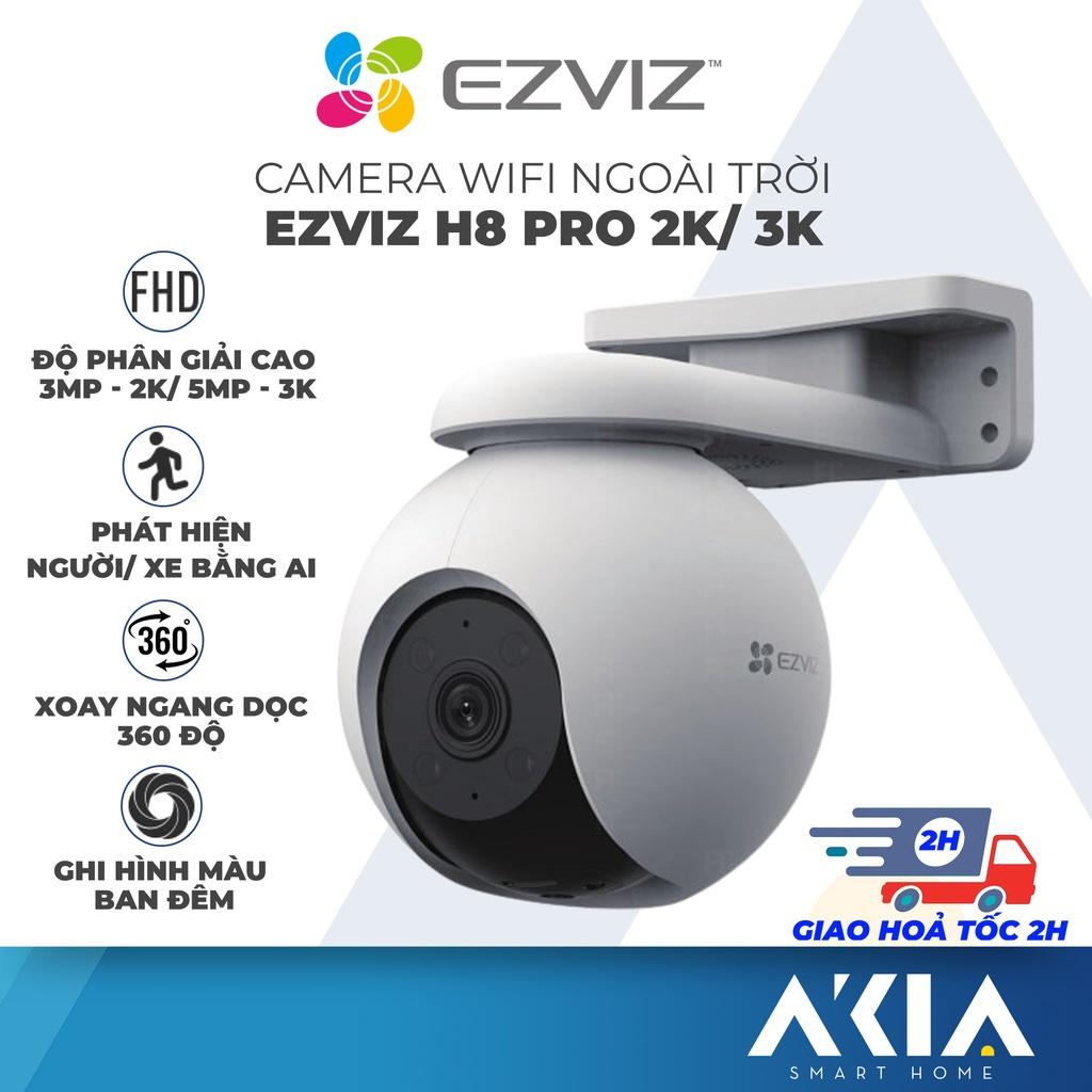 Camera wifi ngoài trời Ezviz H8 Pro 3MP - 2K/ 5MP - 3K, Phát hiện người, xe bằng AI, Xoay 360 độ, Quay màu ban đêm - Hàng Chính Hãng