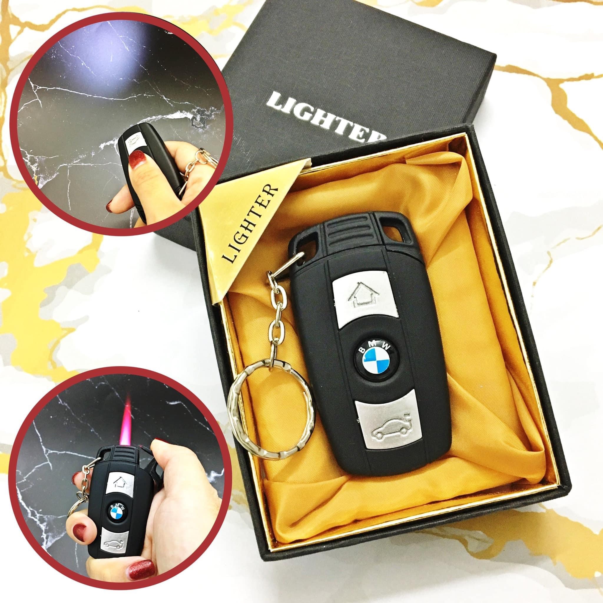 Hột quẹt bật lửa khè móc khoá xe hơi BMW có đèn pin - (xài gas)