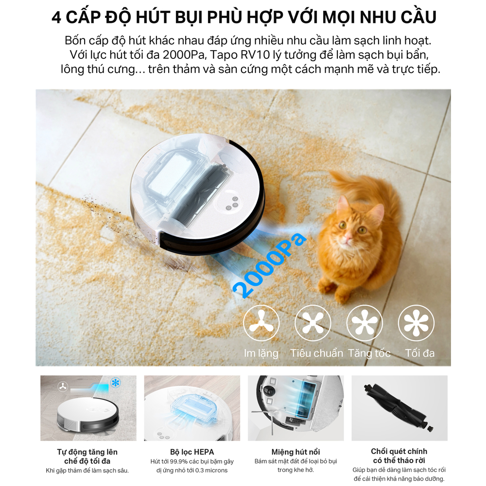 Robot Hút Bụi Và Lau Nhà TP-Link Tapo RV10 - Hàng Chính Hãng