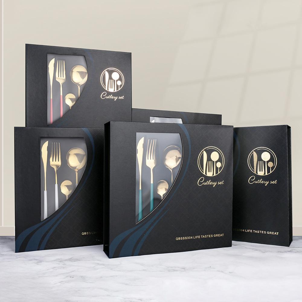 16PCS Bộ Dao Kéo Hợp Kim Inox Dao Dĩa Cà Phê Thìa Phẳng Bằng Bộ Đồ Nhà Bếp Bộ Đồ Ăn Cao Cấp Tinh Tế Hộp Quà Tặng bộ