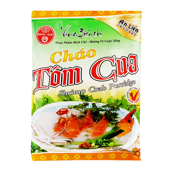 Thùng 50 Gói Cháo Tôm Cua Ăn Liền Bích Chi (50g/Gói)