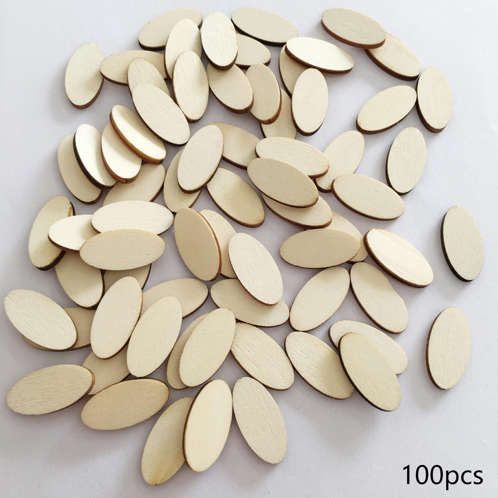 100 Pieces Rustic Oval Shapes Wooden Craft Decorations Wood Plaques Gift Tag Decor Supplies Arts Blank for Painting Home Crafts Projects DIY