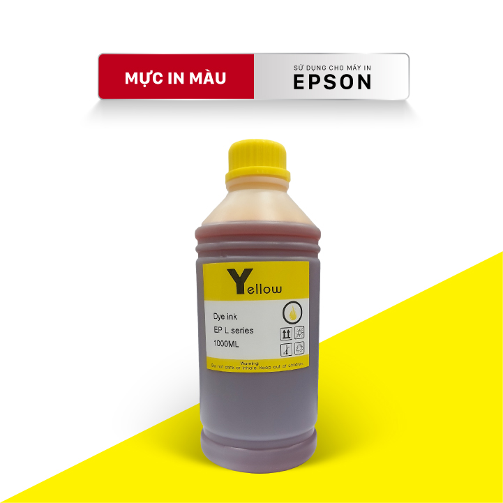Bộ 4 Màu Cyan-Magenta-Yellow-Black_Mực nước cho dòng máy Epson 4 màu - Chai 1L-DYE ink