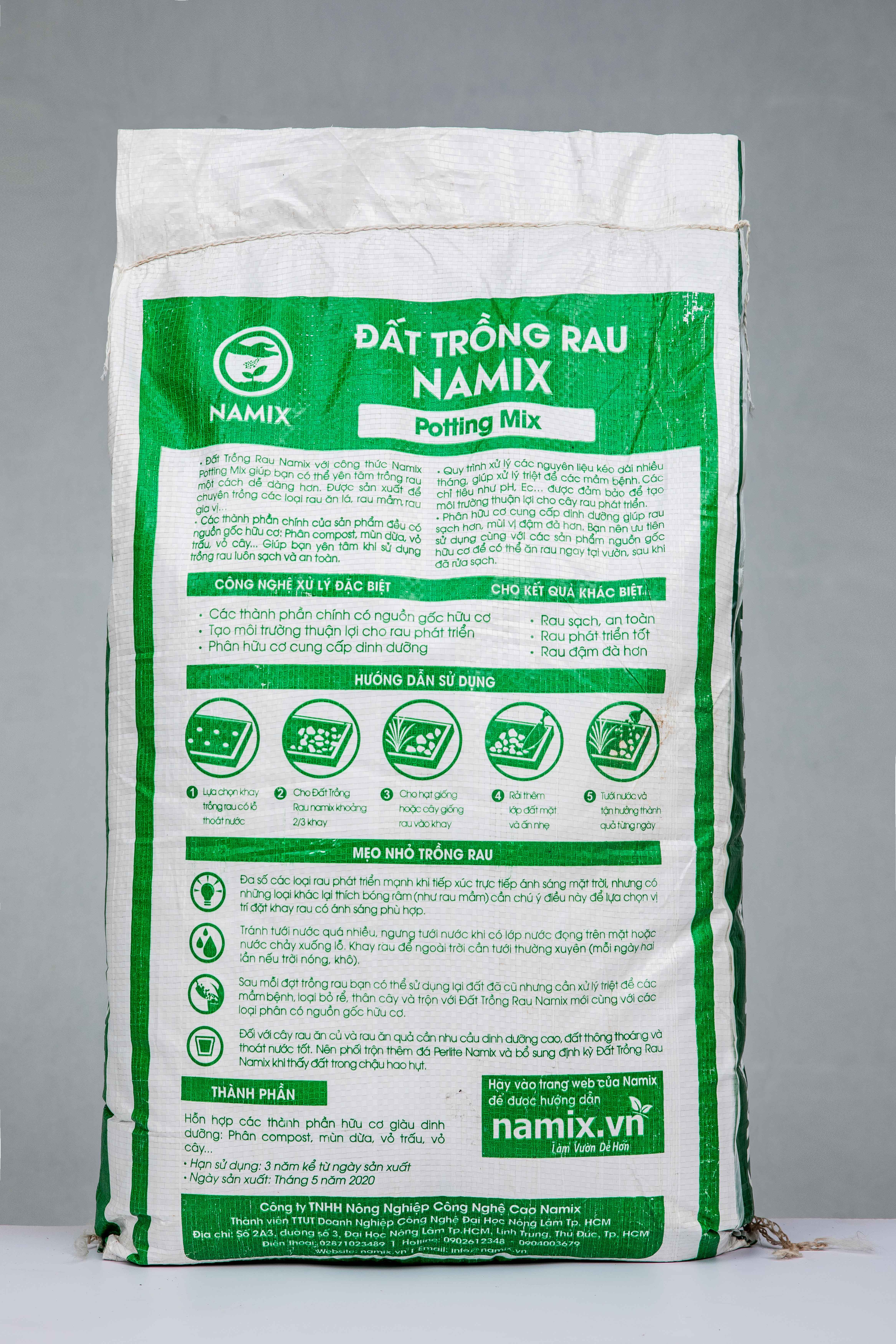 Đất trồng rau Namix (Vegetables Potting Mix) - Bao 20dm3 (Lít)