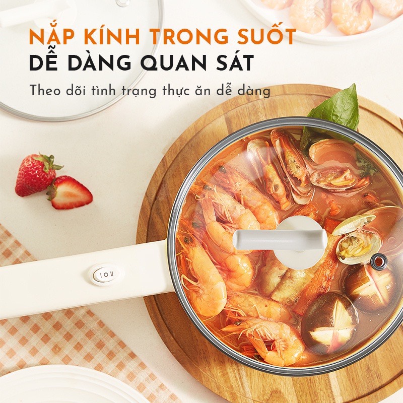 Nồi điện đa năng dung tích 2L GAABOR GR-N20A, vân đá chống dính kèm xửng hấp, công suất 600W - Hàng chính hãng