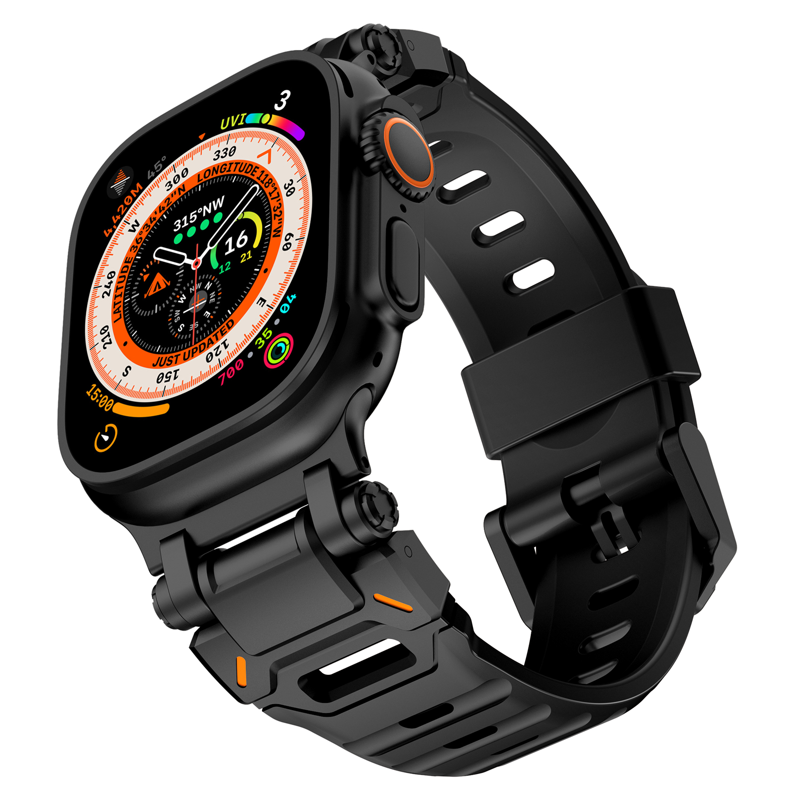 Dây Silicone Đầu Nối Kim Loại Explorer cho Apple Watch Ultra 1/2 & Apple Watch Series 4/5/6/7/8/9/SE/10 Size 44/45/46/49mm - Hàng Chính Hãng