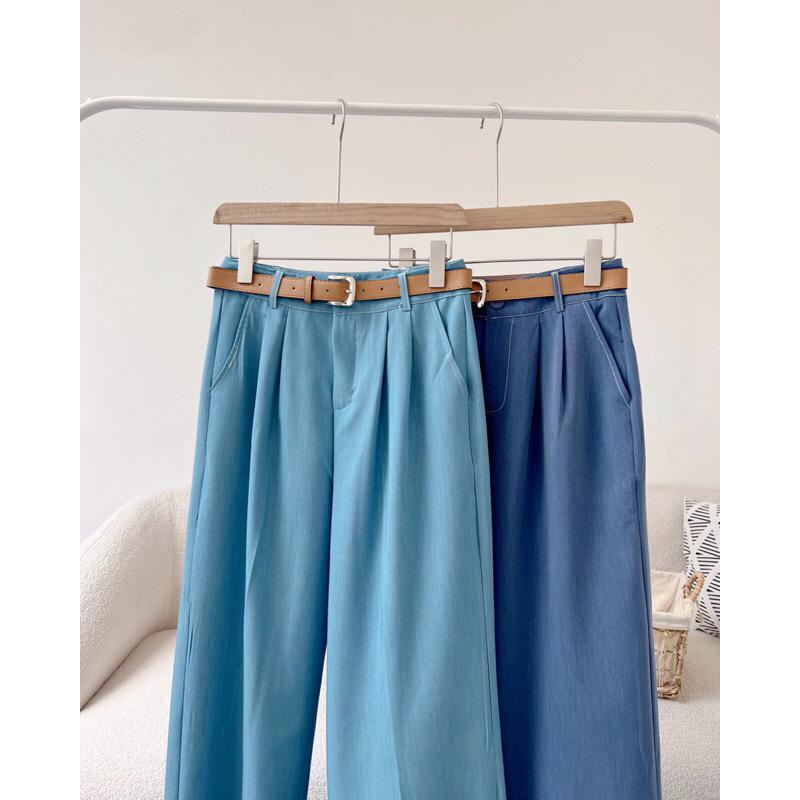 Quần suông vải nữ q238804 culottes ống rộng chiết ly germe