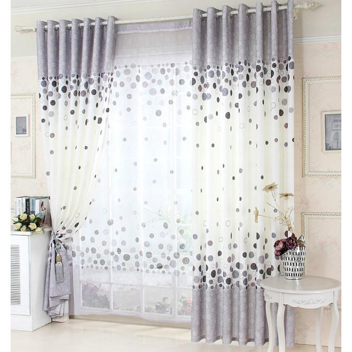 Rèm vải họa tiết chấm bi