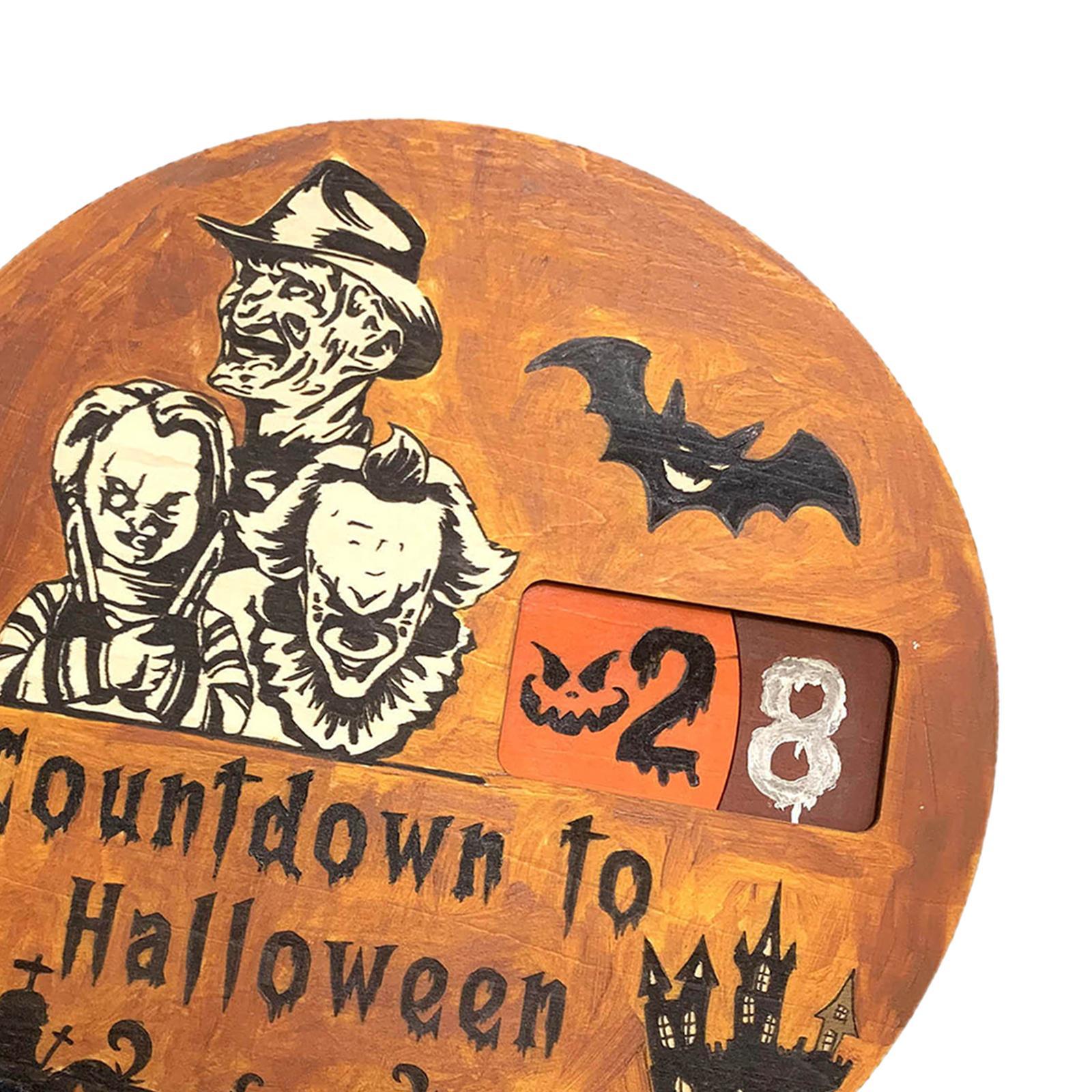 Halloween Advent Calendar Round Movable Turntable, Holiday Pendants ,Festive Gift Decoration Ornament for Holiday Party Home