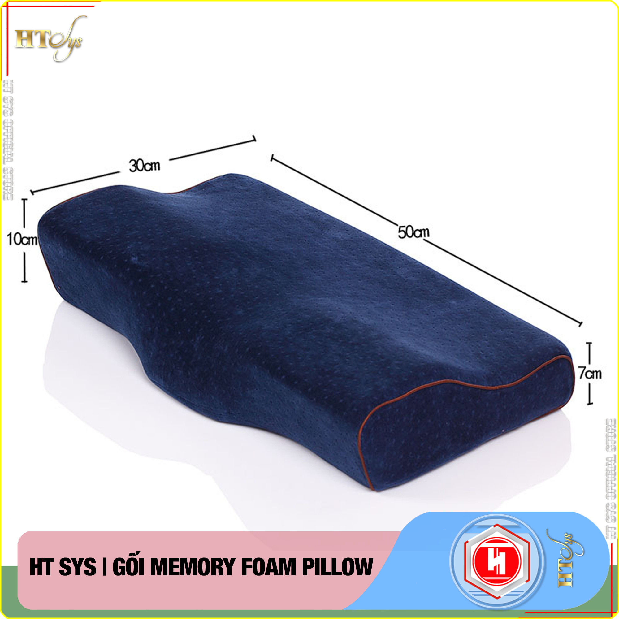 Gối cao su non Memory Foam Pillow công nghệ Nhật Bản - Giúp Ngủ Nhanh - Chống thoái hoá đốt sống cổ - HT SYS - [ Hàng Nhập Khẩu