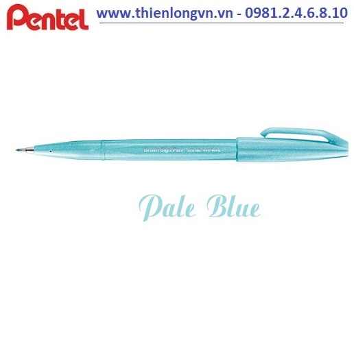 Bút lông viết thư pháp hiện đại Pentel SES15C-S2X xanh da trời nhạt; Calligraphy Fude Touch Sign - Pale blue