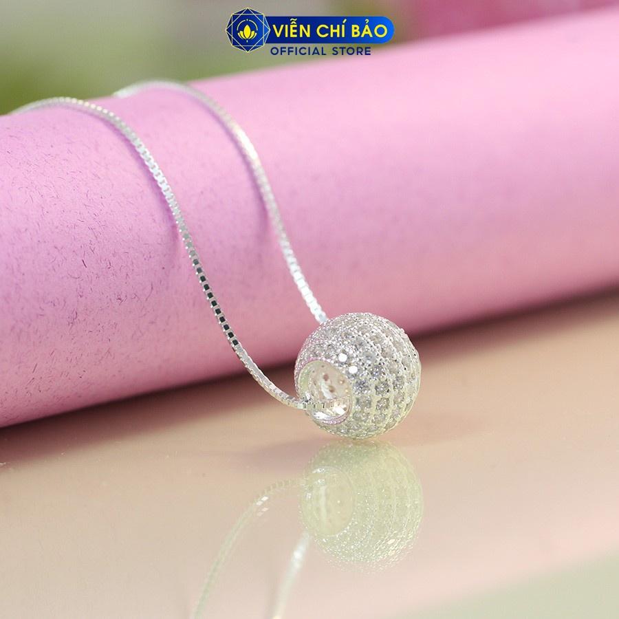 Dây chuyền bạc mặt Quả cầu pha lê, vòng cổ nữ bạc S925 thời trang phụ kiện trang sức nữ Viễn Chí Bảo M400111 D400144x