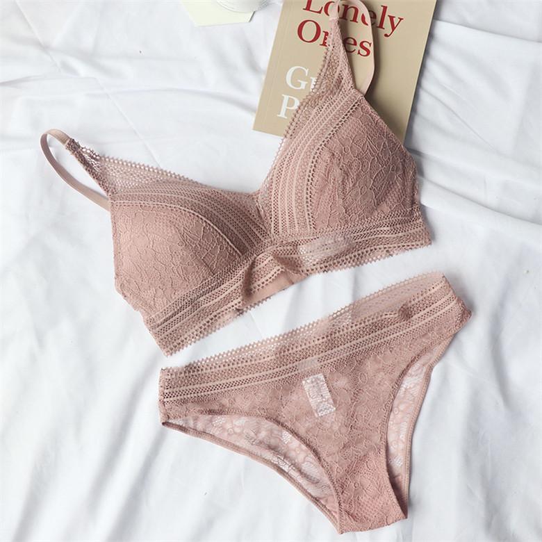Phụ Nữ mới 4 Màu Sắc Quần Lót Pháp Dây-Miễn Phí Cực Áo Bralette Ren Tam Giác Cup Push Up Bra bộ Cotton Áo Ngực và Quần Lót