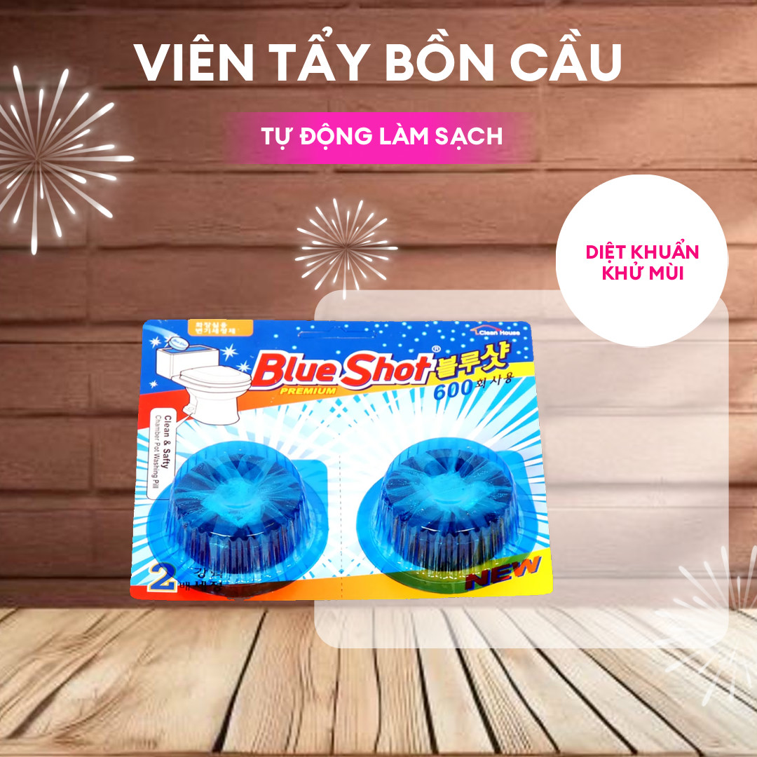 [KOREA] HÀNG CAO CẤP - Bộ 10 Vỉ (20 viên) vệ sinh, khử mùi tự động làm sạch bồn cầu Hàn Quốc BlueShot - Dùng lâu tan, nước màu xanh đẹp. 1 viên dùng được cả tháng