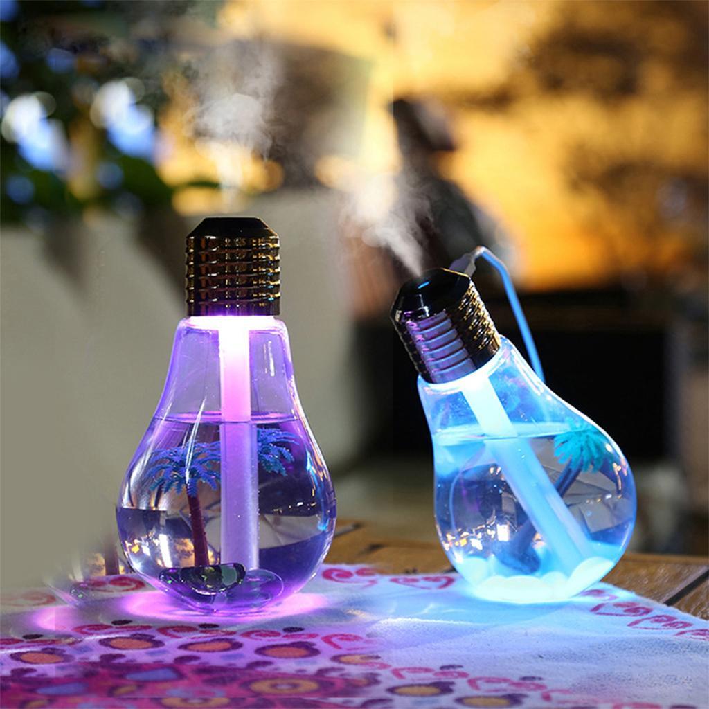 Portable 400ML LED Bulb Humidifier Colorful Light USB Diffuser Air Purifier
