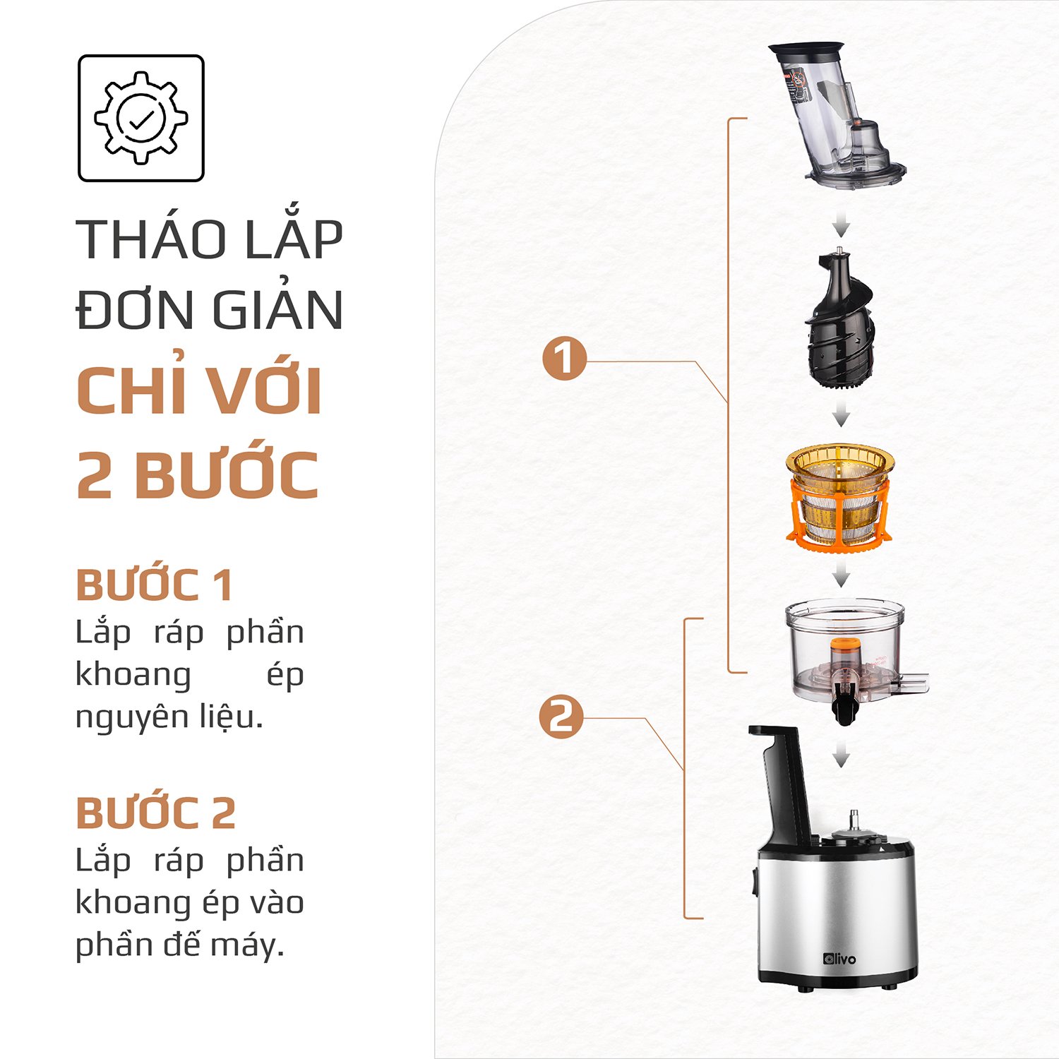 Máy Ép Chậm Trái Cây OLIVO SJ200 Công Suất 260W Ép Kiệt Bã - Hàng chính hãng Olivo