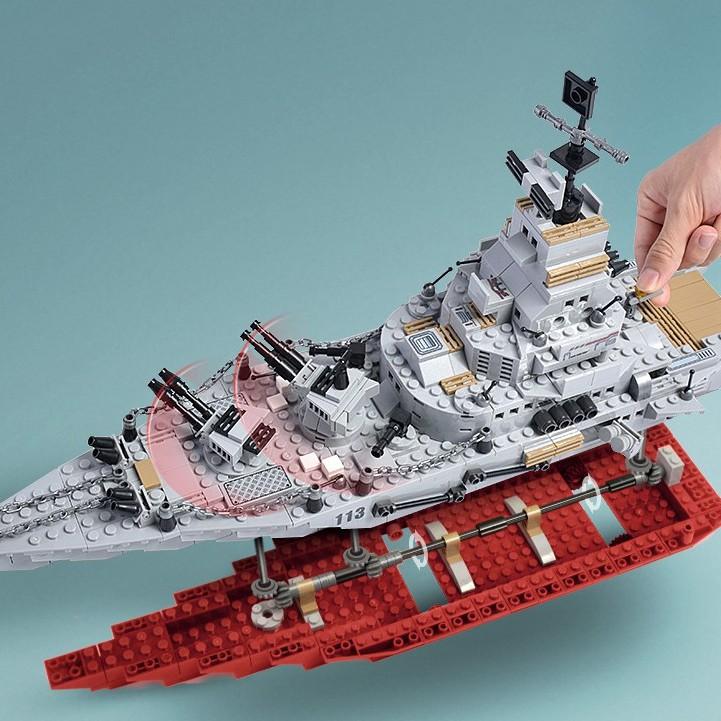 Đồ Chơi Lắp Ráp Kiểu LEGO ARMY Mô Hình Siêu Chiến Hạm Hải Quân, Tuần Dương Hạm BATTLESHIP Với 1000 Chi Tiết