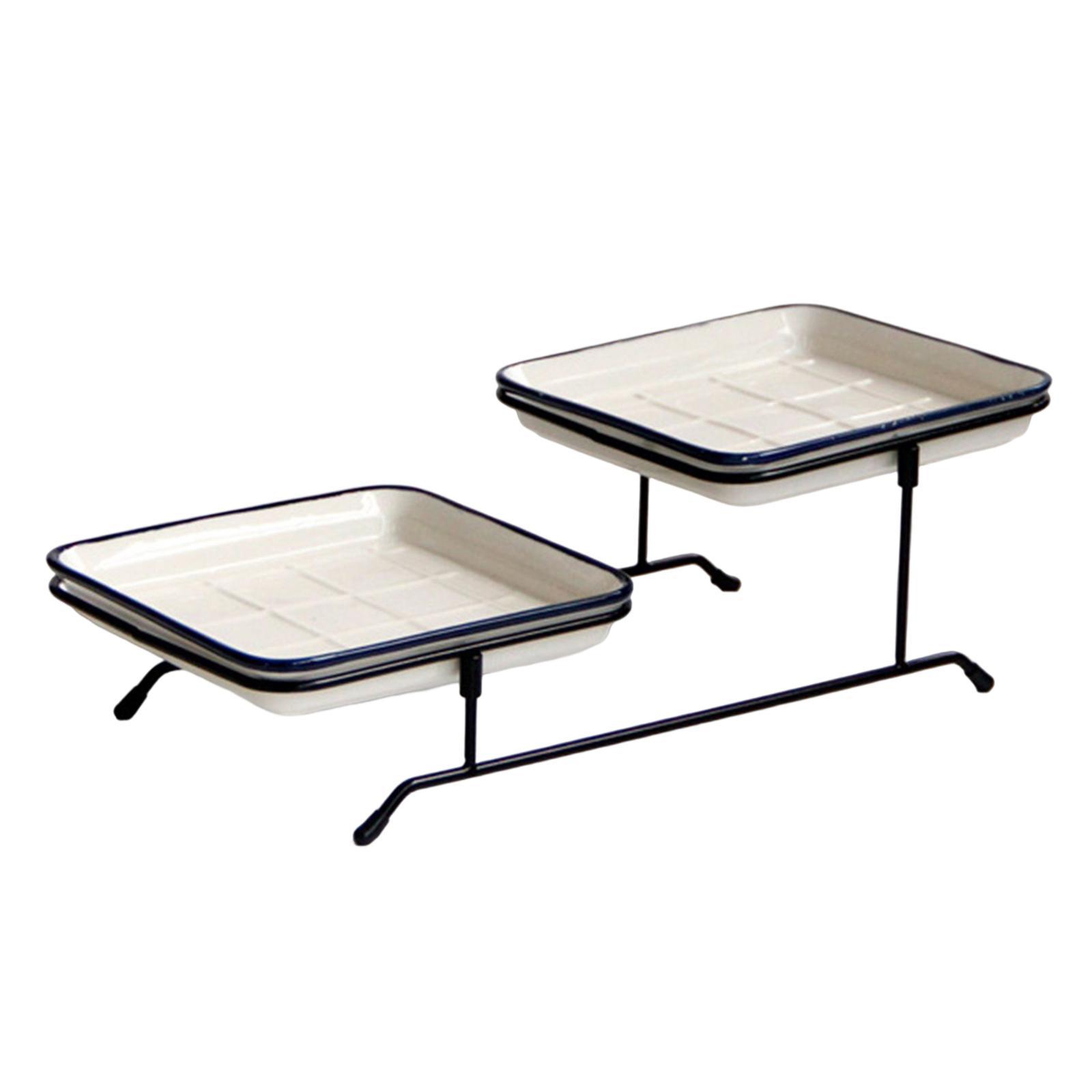 2 Tier Serving Tray Mini Cake Cupcake Stand with Rack Dessert Tray for Wedding Decor