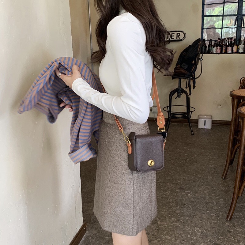 Túi đeo chéo nữ mini phong cách Retro giản dị, cổ điển da mềm mại