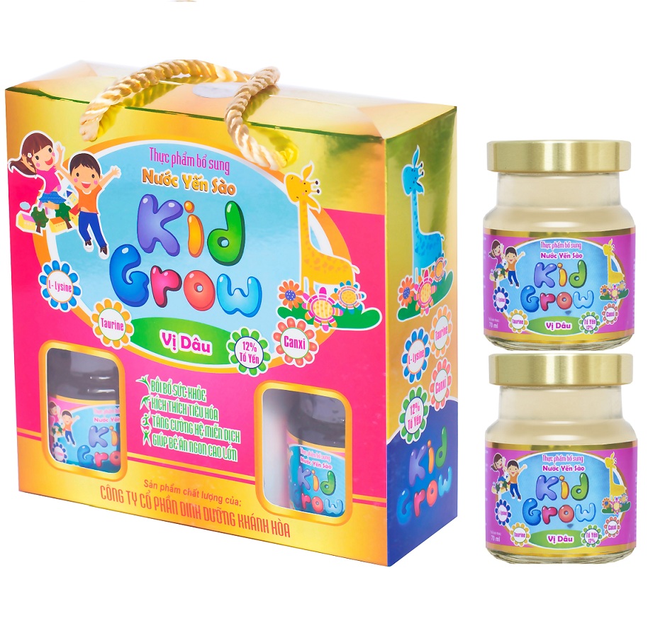 Nước yến sào 12% TỔ YẾN KIDGROW hương Dâu Khánh Hòa Nutrition - 3 Lọ x 70ml