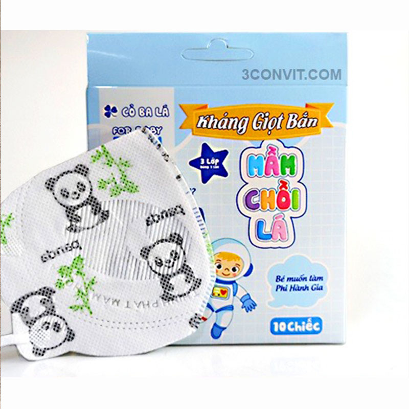 Khẩu trang mầm chồi lá cho bé, Khẩu trang 3D cho bé 4-10 tuổi kháng giọt bắn, kháng khuẩn Baby-S – SM018