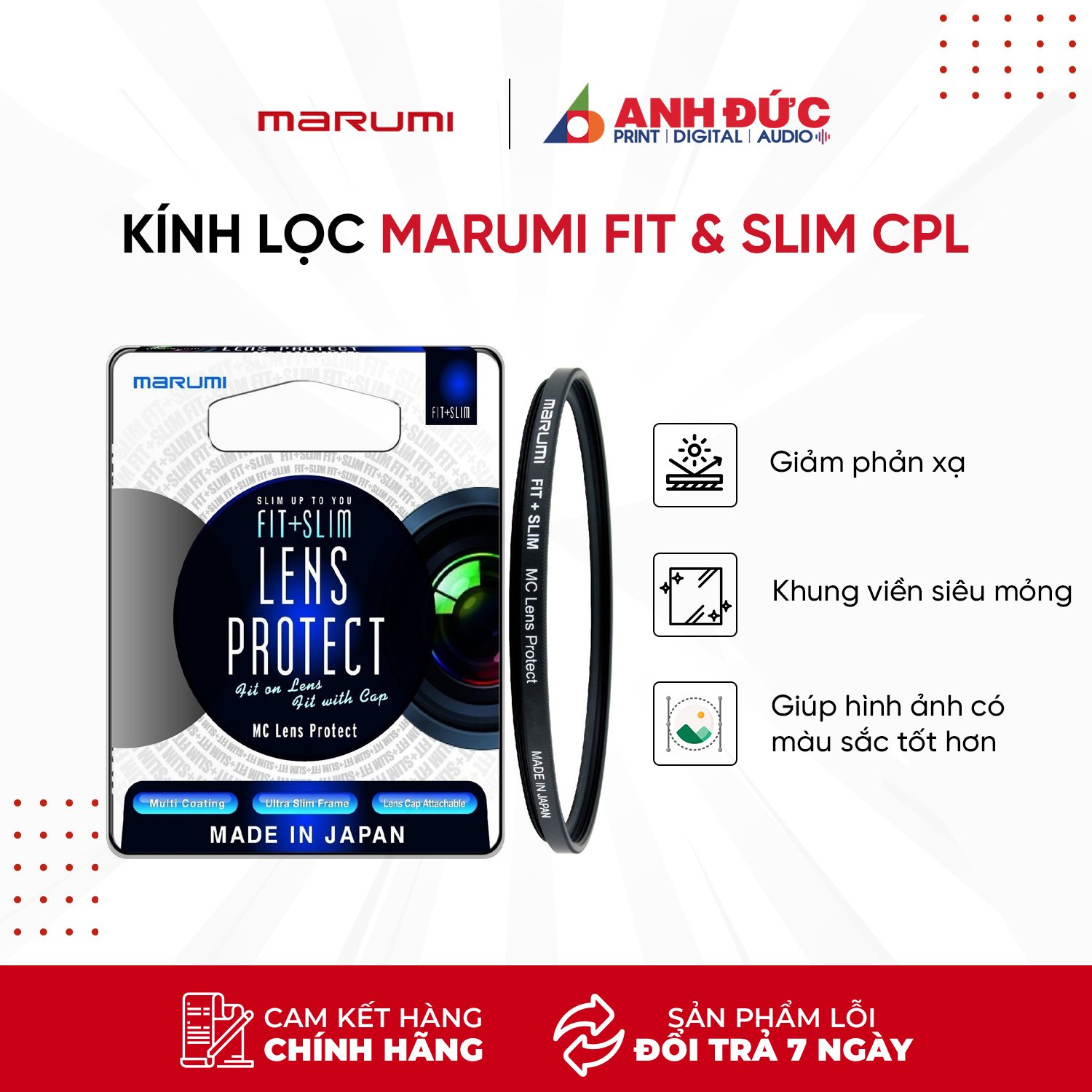 Kính Lọc Filter Marumi Fit &amp; Slim Lens Protect - Hàng Nhập Khẩu