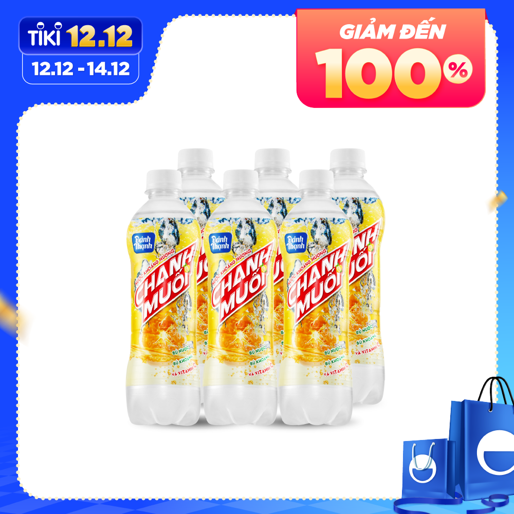 Lốc 6 chai Nước Khoáng Thiên Nhiên Có Ga Đảnh Thạnh Khoáng Chanh Muối 430ml