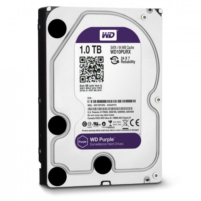 Ổ Cứng HDD Western Digital 1TB 3.5 Sata 3 64MP WD10PURZ - Hàng chính hãng