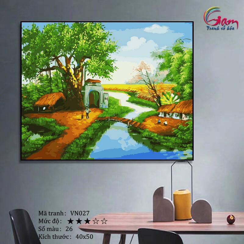 Tranh sơn dầu số hoá tự tô màu Gam VN027 40x50cm căng sẵn khung