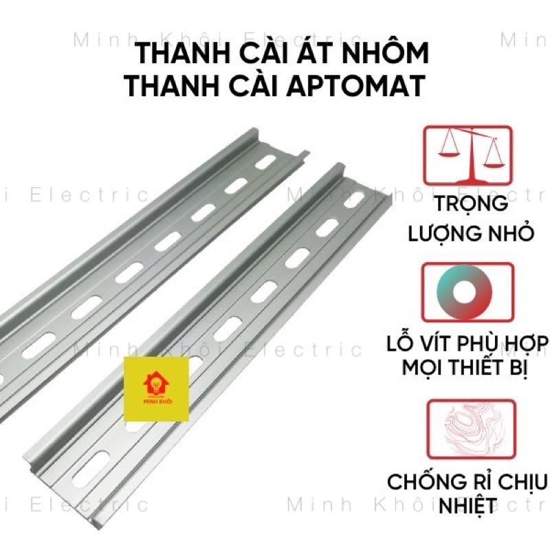 thanh cài át nhôm, thanh ray nhôm cài aptomat, khởi động từ dài 1m, thanh day nhôm cài thiết bị, thanh din rail tủ điện