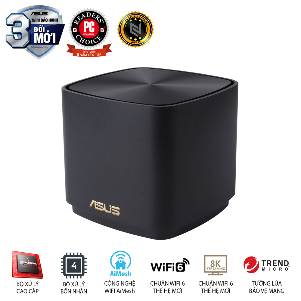 Hình ảnh Hệ thống MESH WI-FI 6 ASUS XD4 (B-2-PK) Mini ZenWiFi AX1800 Băng Tần Kép - Hàng Chính Hãng