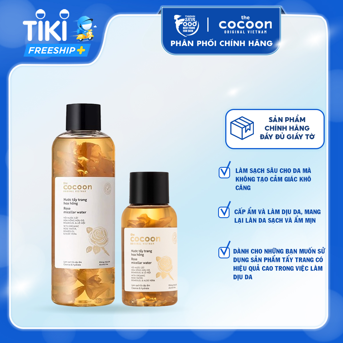 Nước Tẩy Trang Từ Nước Cất Hoa Hồng Hữu Cơ The Cocoon Rose Micellar Water