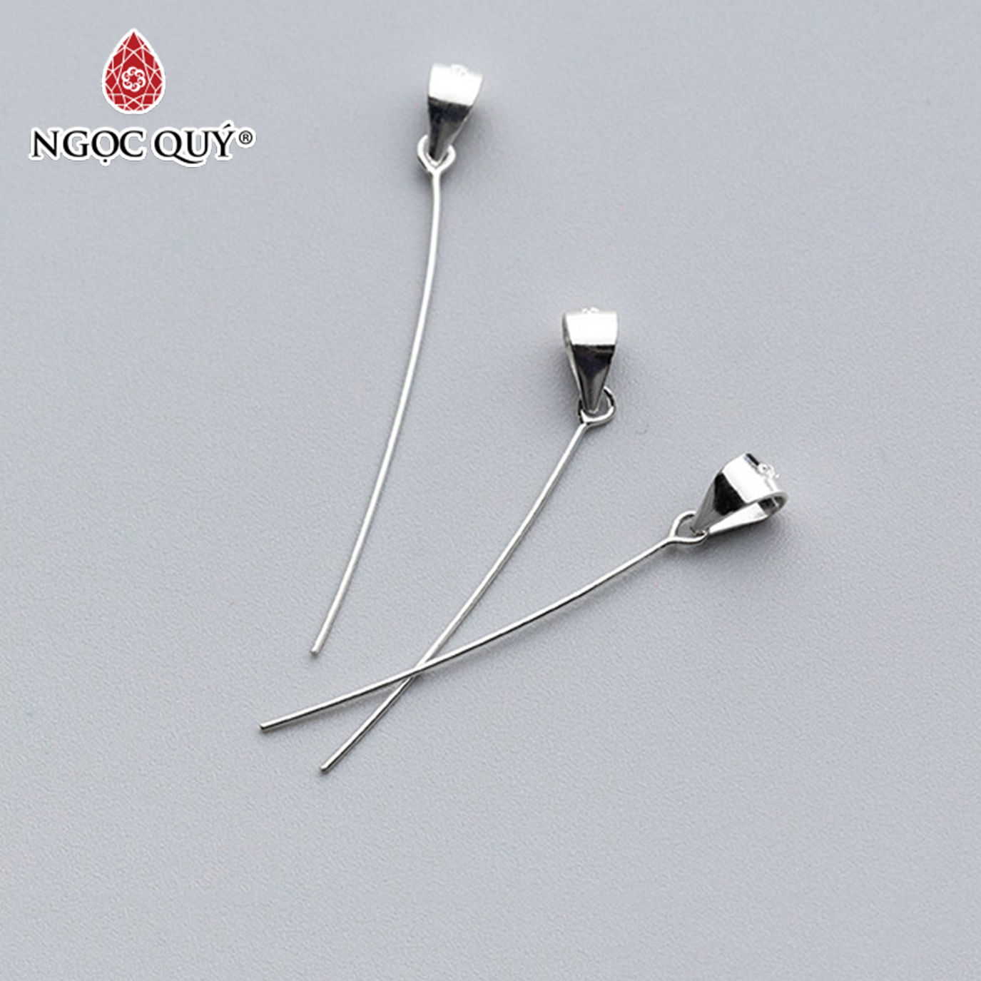 Combo 5 cái charm bạc móc khoen dài móc mặt dây chuyền - Ngọc Quý Gemstones