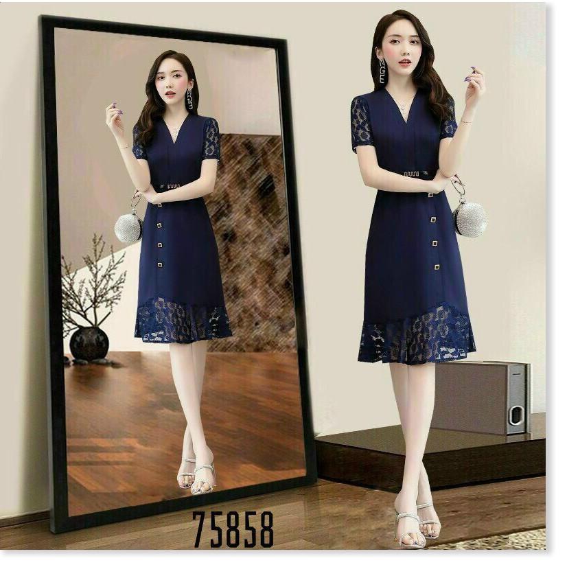 ĐẦM VOAN LỤA ÔM NỮ SIÊU XINH KÈM NỊT TÔN DÁNG CHO QUÝ CÔ THỜI TRANG LANO STORE