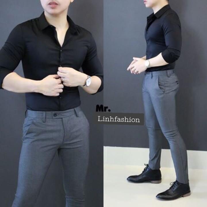 Áo sơ mi Nam có big size dài tay trơn cao cấp công sở