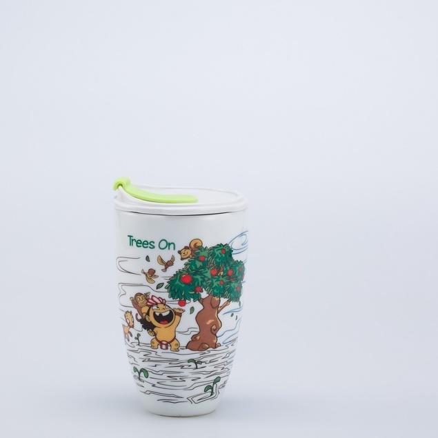 Ly Sứ Dưỡng Sinh Minh Long 480ml + Nắp Ống Hút - Sơn Tinh Thủy Tinh