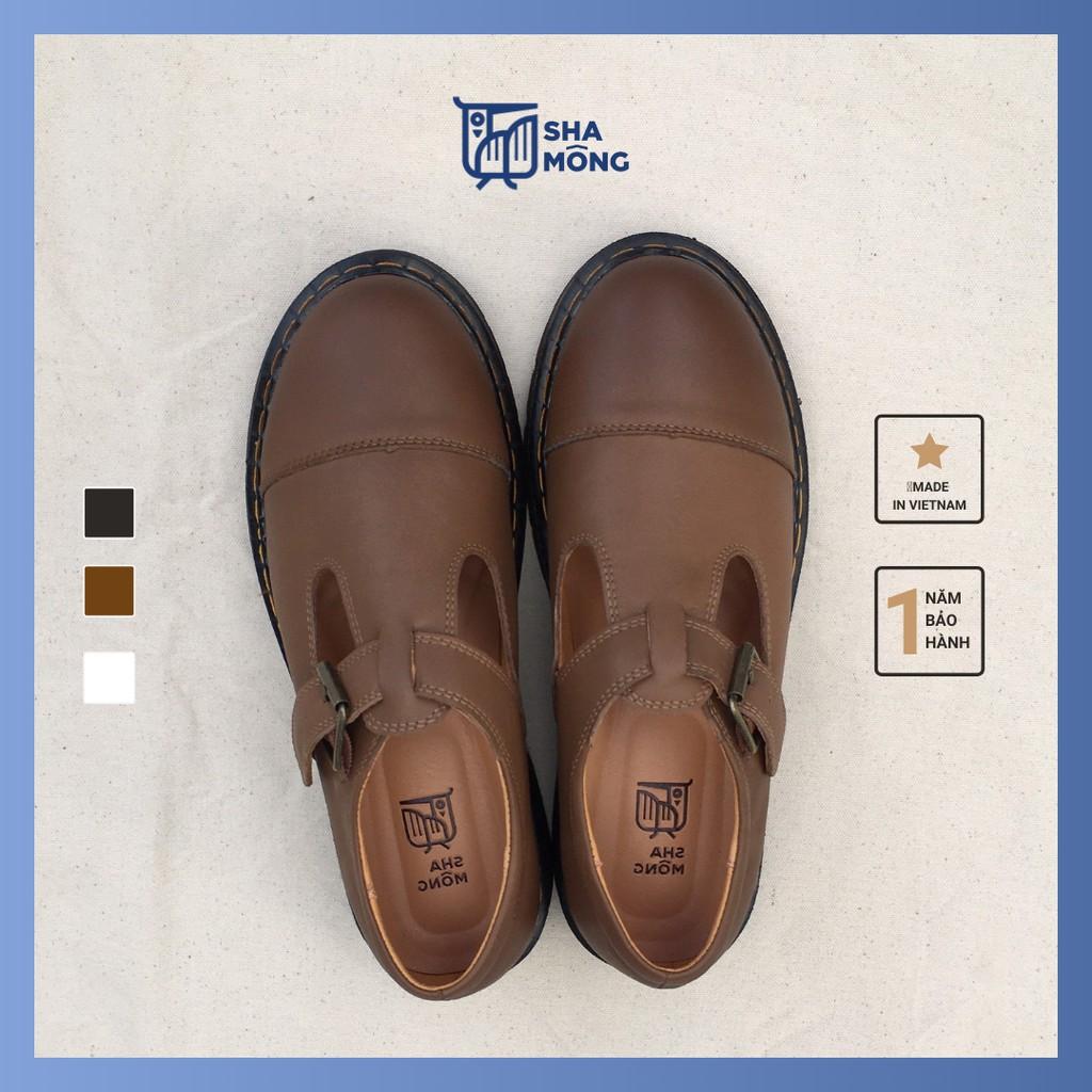 Giày loafer quai ngang da thật Shamong vintage made in Vietnam bảo hành 1 năm mã S03