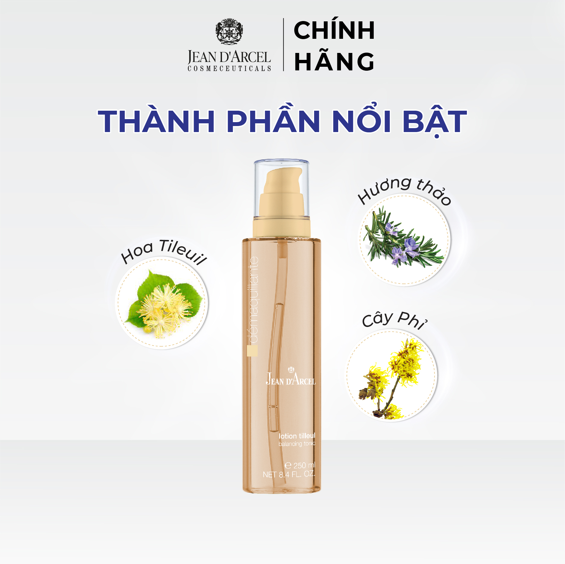 J04 Nước cân bằng cho da thường và da hỗn hợp Demarquillante - Balancing Tonic 250ml - Jean d'Arcel