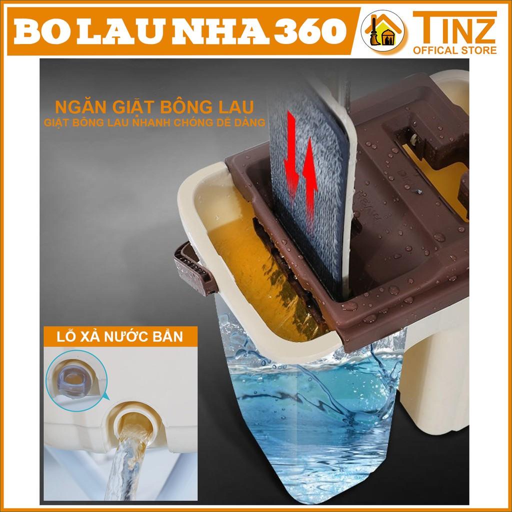 Cây lau nhà, bộ chổi lau nhà tự vắt thông minh 2 ngăn 360 độ TINZ|Mã Tlon