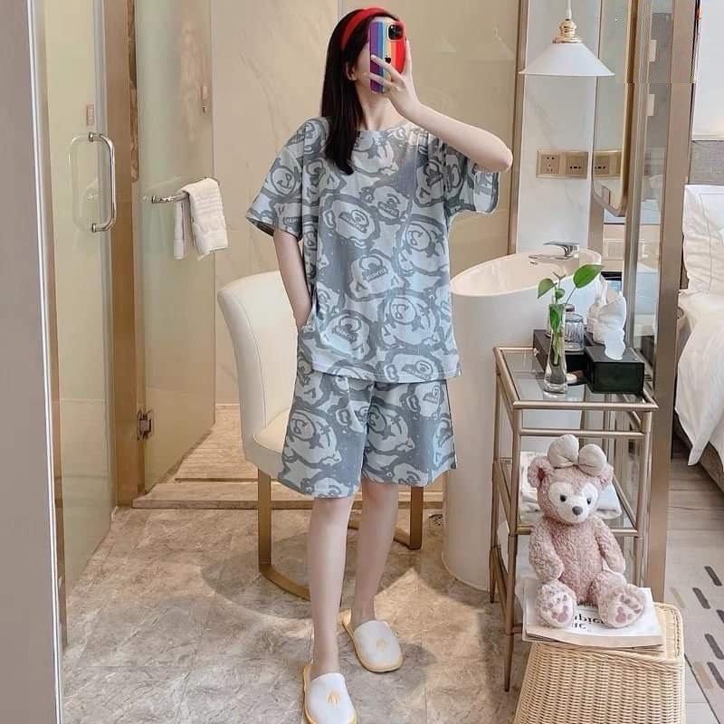 Set gấu xanh senseless unisex  Nana's House - FREESHIP  Bộ áo phông tay lỡ oversize mix quần đùi suông basic