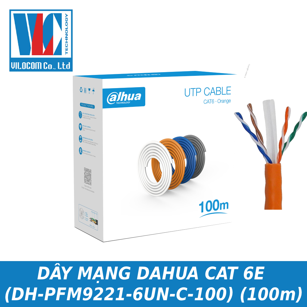 (Hàng chính hãng)Dây mạng Dahua Cat 6 (DH-PFM9221-6UN-C-100) (100m) đơn vị thùng 1 thùng 100m-Hàng chính hãng