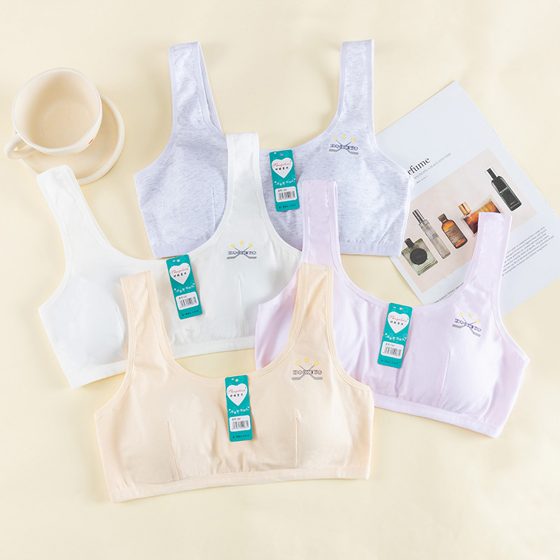 Áo Lót Nữ Áo Lá Học Sinh Cotton Trơn Mút Liền Thông Hơi Cài Sau 3 Móc 1387