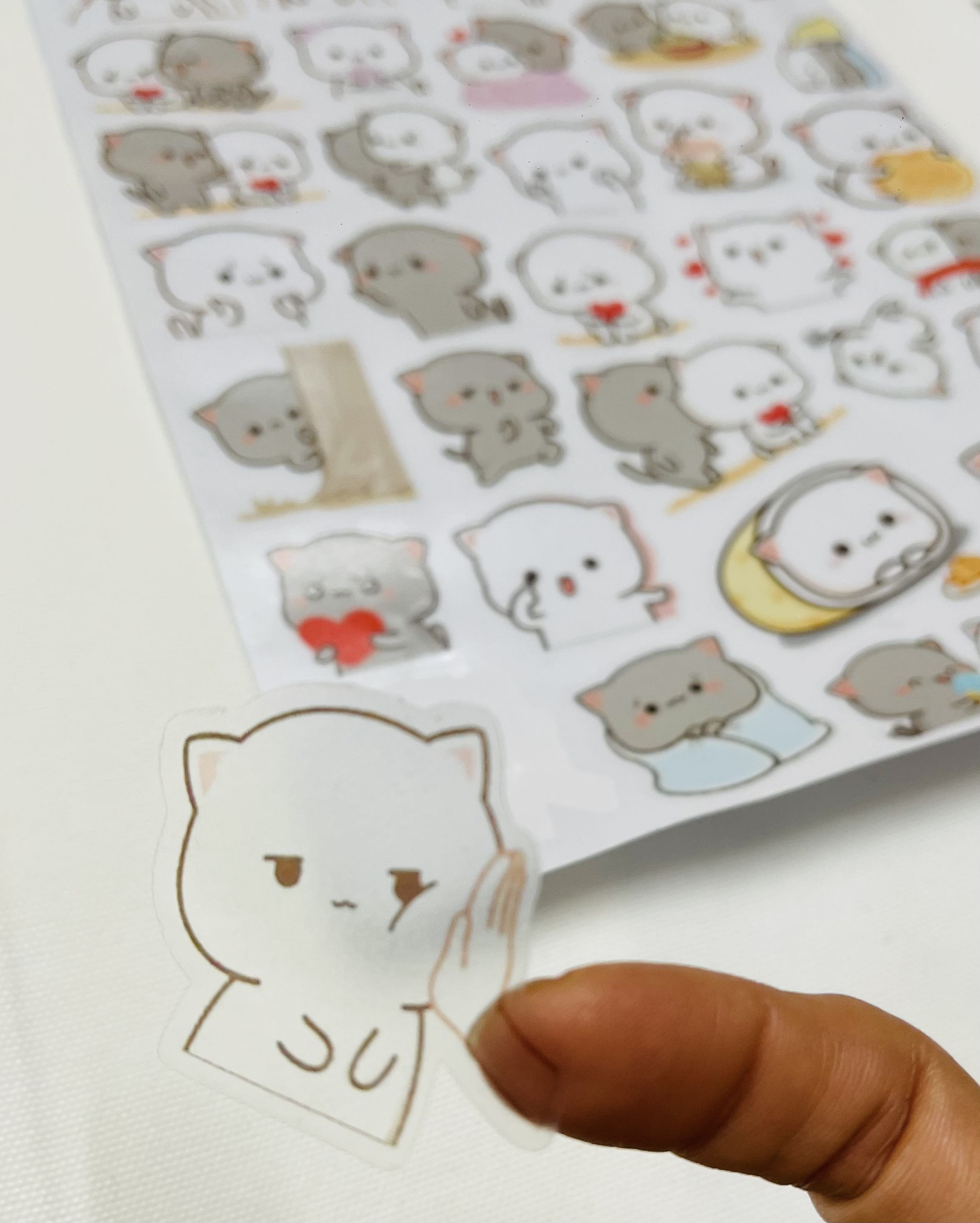 Sticker mèo Mochi trong suốt 30-60 hình khác nhau/ hình dán Mochi mèo cute trong suốt 