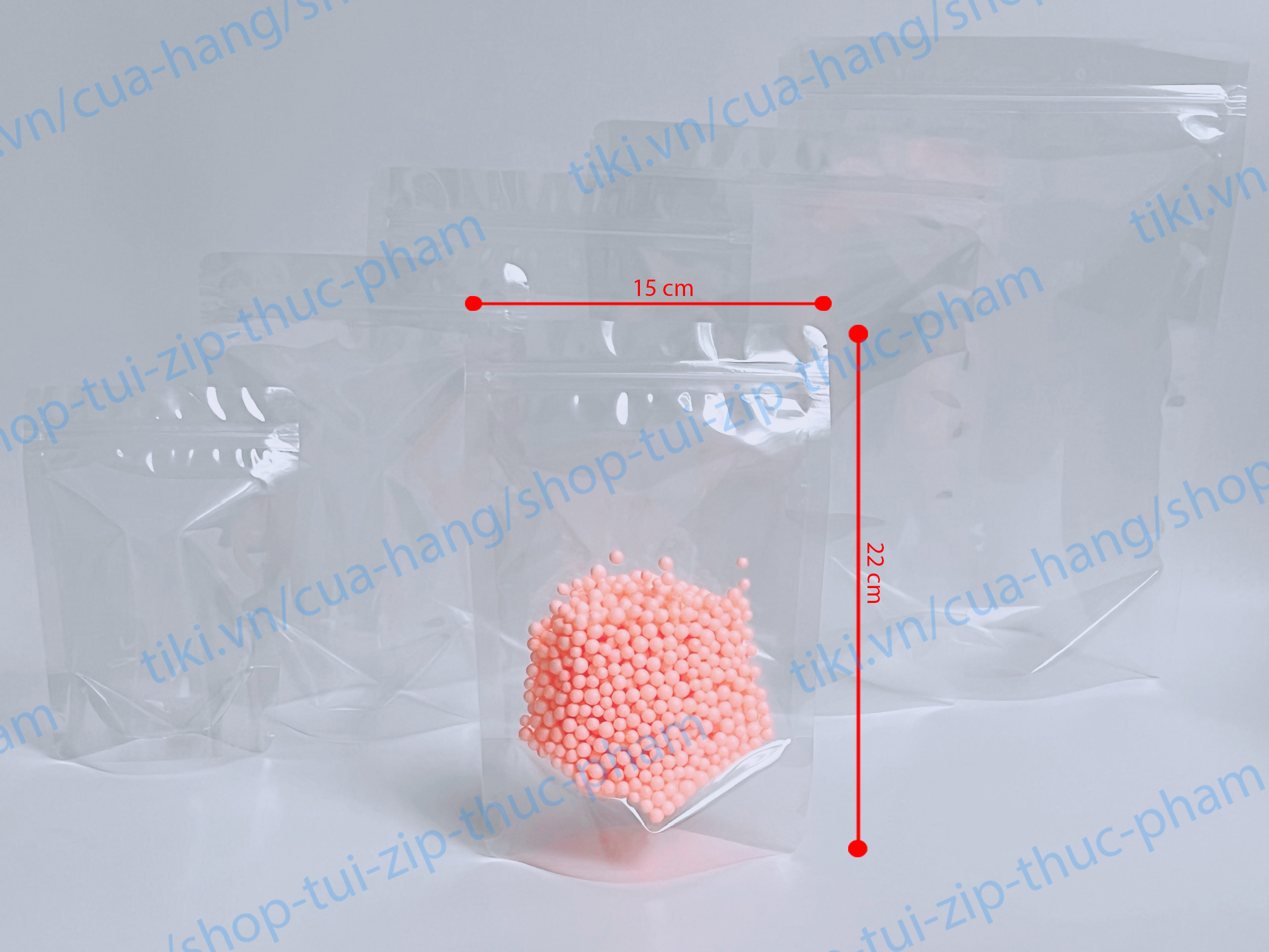 1kg Túi Zip trong suốt đáy đứng - túi đựng thực phẩm khô, nước