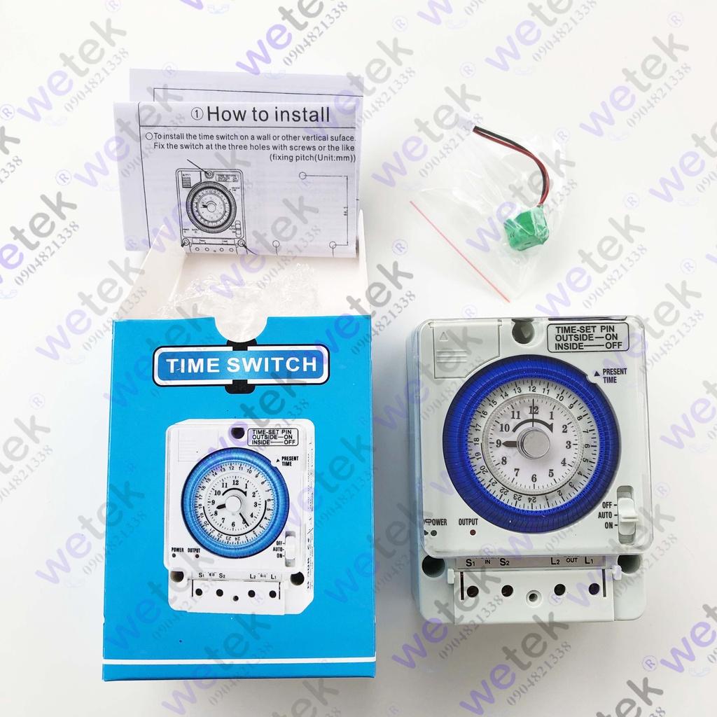 TB388 Timer 24 giờ 16A loại cơ, cài theo 15 phút, có pin tự sạc đi kèm, hàng công ty bảo hành
