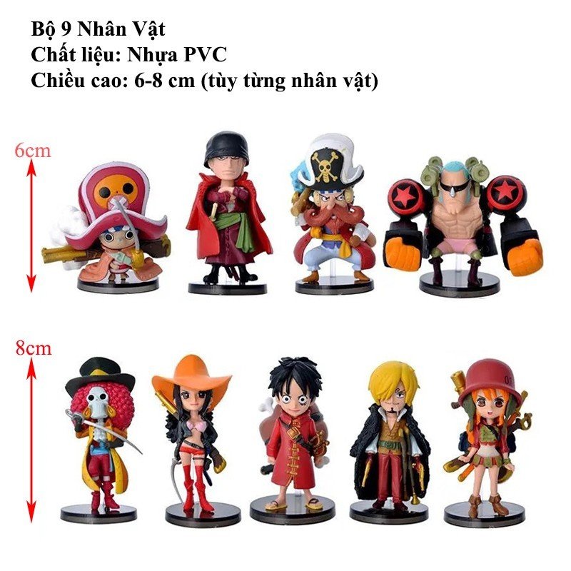 Mô Hình OnePiece Băng Hải Tặc Mũ Rơm. Combo Bộ 9 Nhân Vật. Mô hình Anime