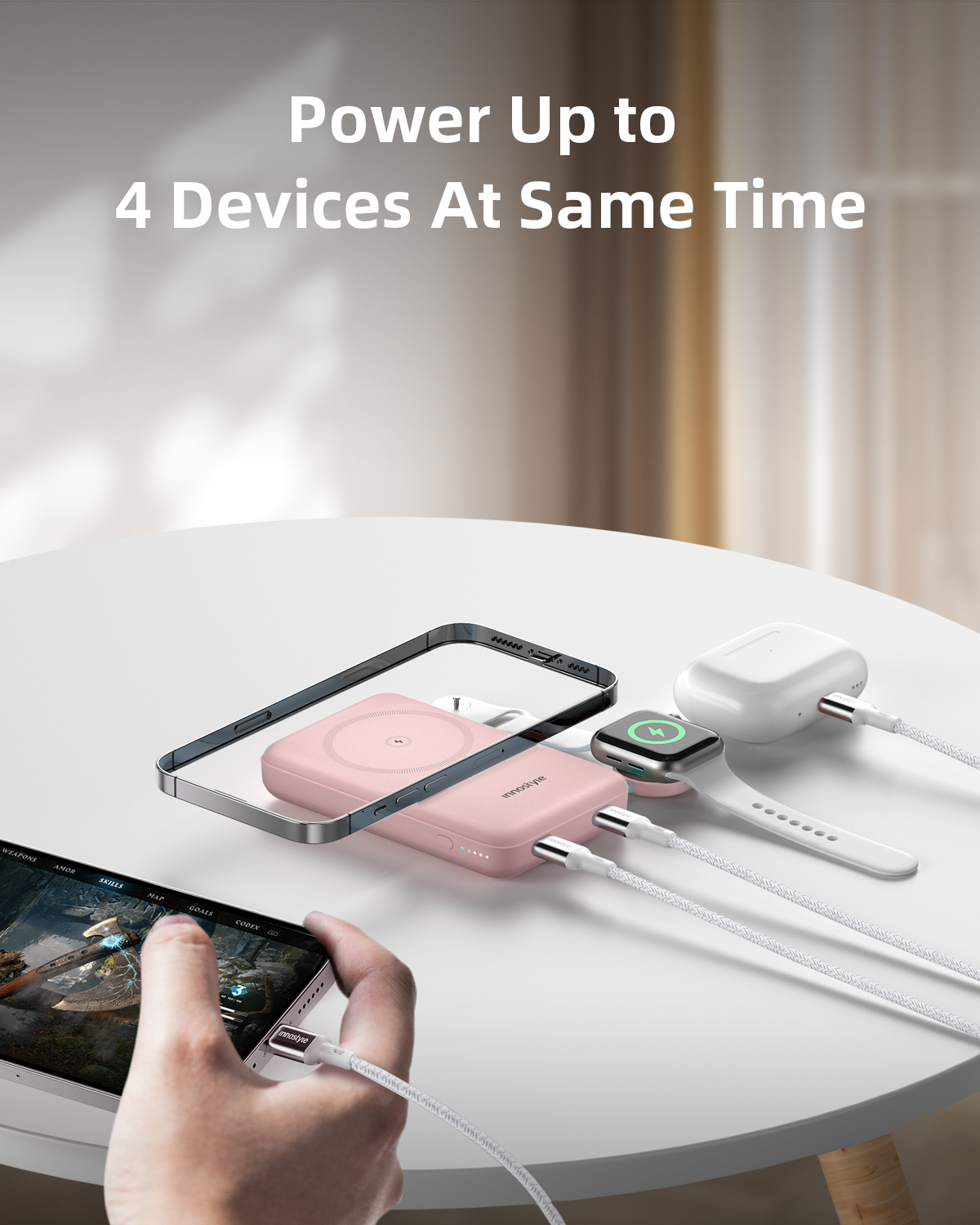 Pin Sạc Dự Phòng Không Dây Innostyle Powermag Duo 2in1 10000mAh - Thiết kế nhỏ gọn, sạc không dây, hàng chính hãng