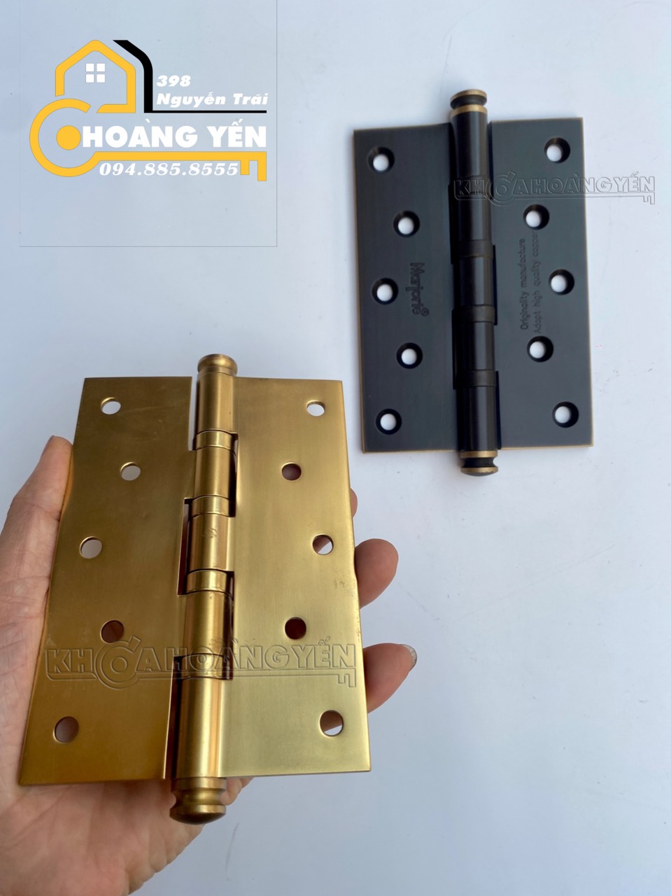 Bản lề lá bằng đồng 127mm x 89mm x 4mm, bản lề cửa bằng đồng lắp cửa gỗ